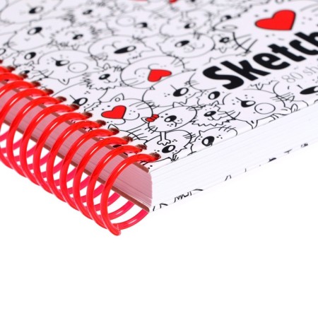Sketchbook, square 170 x 170 mm, 80 sheets, in a cage, on a crest, "cool cats", hard cover, block 120 g/m²-3