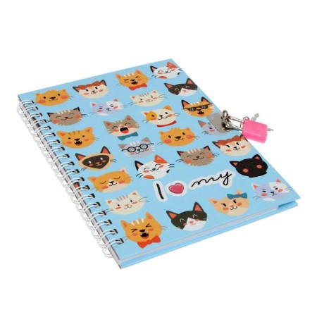 Notebook on the lock "cats" A5-, 45 sheets, in a ruler, on the crest, mix-2