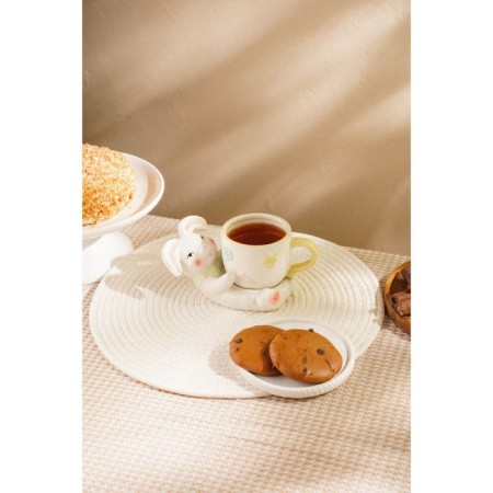 Tea couple ceramic SL Home "Easter rabbits", 2 items: cup, saucer, white color-7