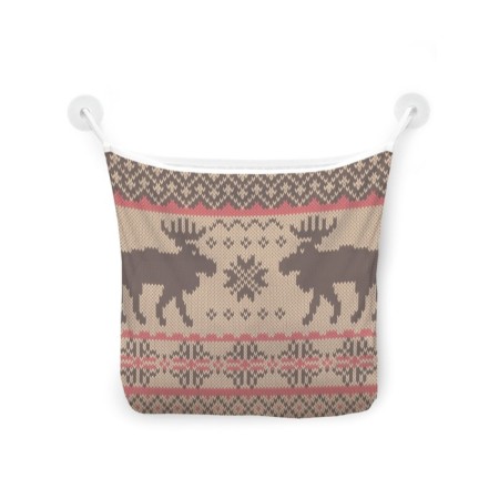 Organizer in a bath on suction “embroidery with deer”, for storing toys and trifles, size 33x39 cm-2