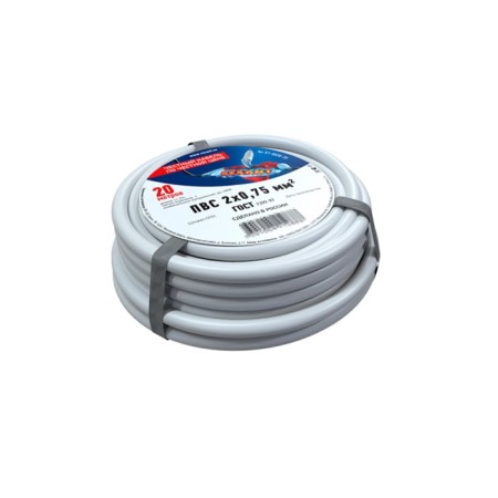 Bay wire connecting PVS 2x0.75 mm², white, length 20 meters, GOST 7399-97 Rexant