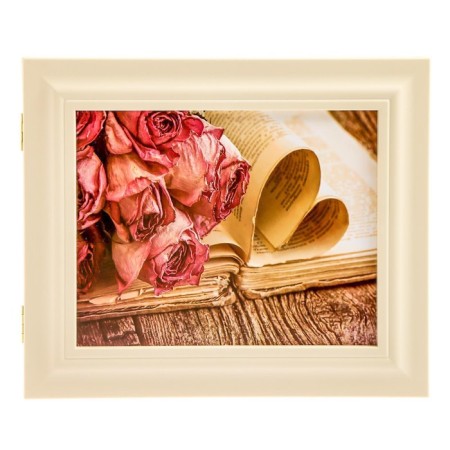 Key "Flowers on the book" Elephant bone 26.5x31.5x4.5 cm-5
