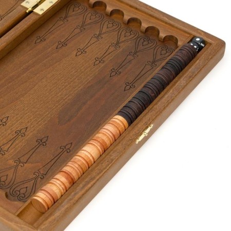 Carved backgammon, from an array of beech, patina 35 x 44 cm-2