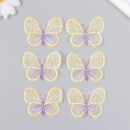 Decor for creativity Textile Embroidery "Blub yellow-lilac" 4.5x4 cm-2