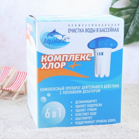 Aqualand complex complex “Complex - chlorine”, 6 in 1, with a float and a dispenser, 580 g
