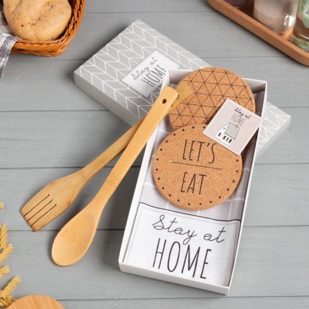 Gift STAY AT Home: a towel, stands, a kitchen spoon, a kitchen blade