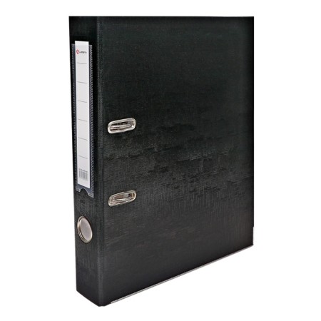 A4, 50 mm, calligrata registrar folder, PVC, embossing "lins", metal edging, pocket for a spine, assembled, black mix-8