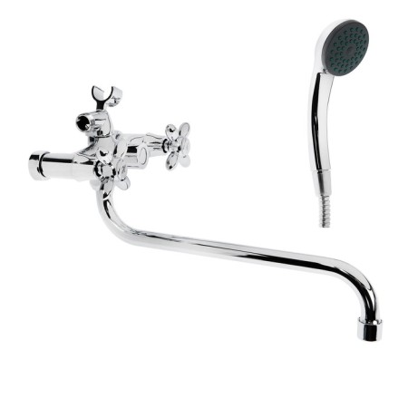 Accoona A87178 bath mixer, two -wound, with shower, silumin, chrome