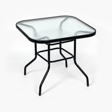 Set of garden furniture: square table and 2 black chairs-1