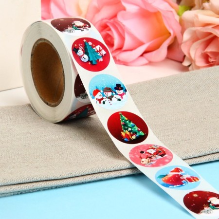 Stickers in the roll "Snowmen", 500 pcs, 2.5 x 2.5 cm