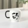 Ceramic mug with a Panda plastic lid, 400 ml, white and black color
