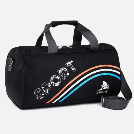 Sports bag with lightning, long belt, black color