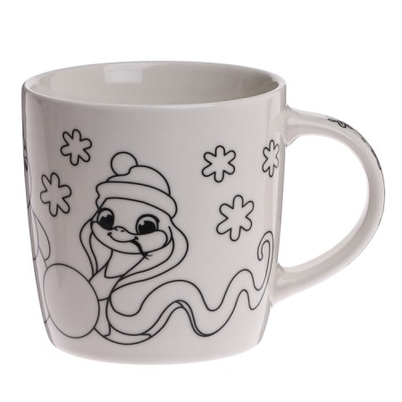Set of mug for coloring with a Christmas tree "snakes with snowmen", 300 ml-3