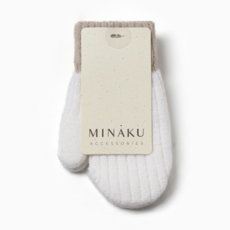 Baby mittens minku, milk color, 15 cm-3