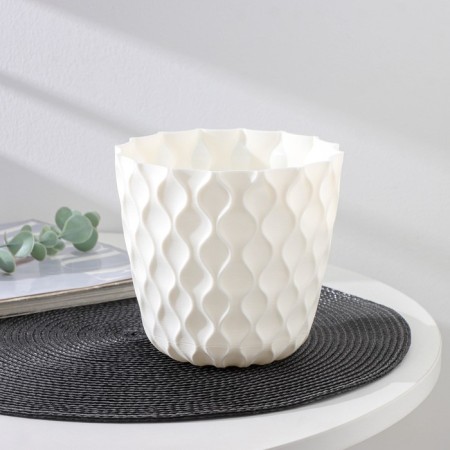 Pot for flowers with a pallet "Wave", 1.4 l, d = 14.5 cm, snow -white color-1