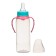 A bottle for feeding, classic throat, 250 ml., 0 months, cylinder, with handles, turquoise/pink color