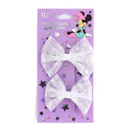 Hair hairpin white bow, set, 2 pcs, 7.5 cm, cold heart 10048374