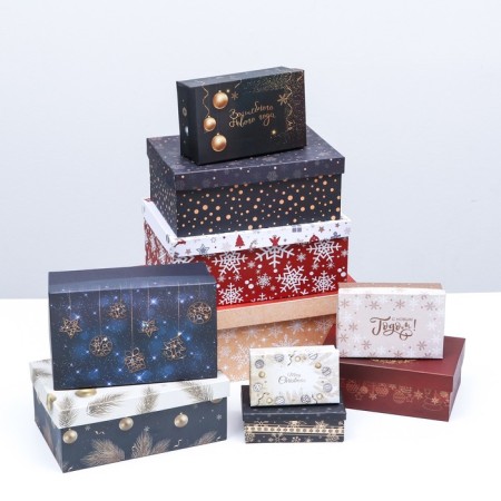A set of boxes 10 in 1 "snowflakes", 32.5 x 20 x 12.5 - 12 x 7 x 4 cm-1