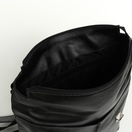 City backpack made of genuine leather with lightning, igermann, black color-3