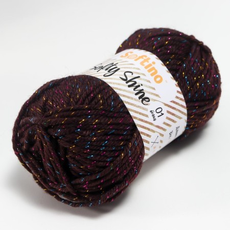 Yarn 70% acrylic, 30% silk "Softy Shine" 50 g 85 m color 26 brown-1