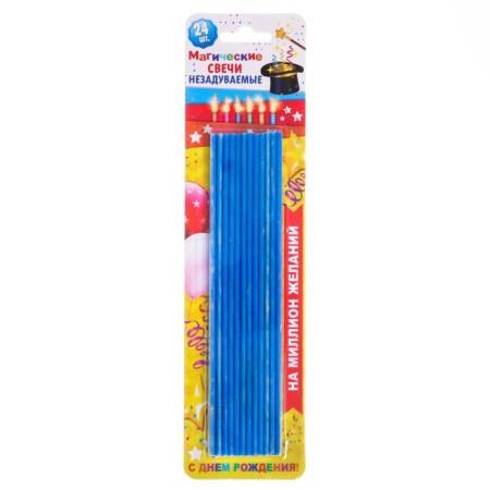Candles for the cake, blue, 24 pcs., 24 x 6 cm.-3