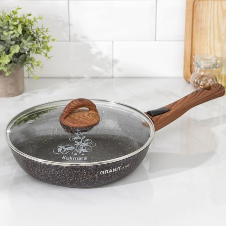 Granit Ultra pan, d = 26 cm, glass cover, anti -stick coating, removable handle