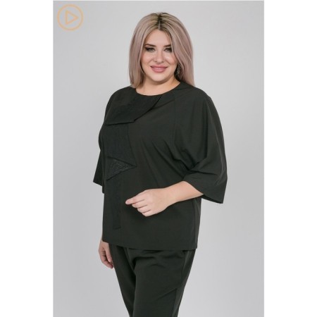 Female blouse, size 54, black color-3