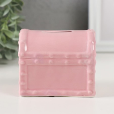 Piggy bank Ceramics "Pink chest" 9.2x6.5x8 cm-2