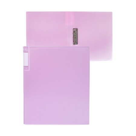 Folder with A4 clamp, 700 μm, 27 mm spine, calligrata top pastel, inner and end pocket, up to 180 sheets, flamingos