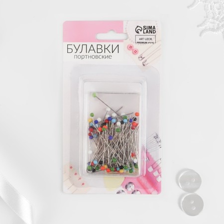 Portnovsky Premium pins, glass head, 30 mm, 100 pcs, colorful color-4