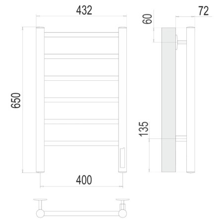 Terminus electricinus towel "Aurora" P6, 400x650 mm, chrome-2