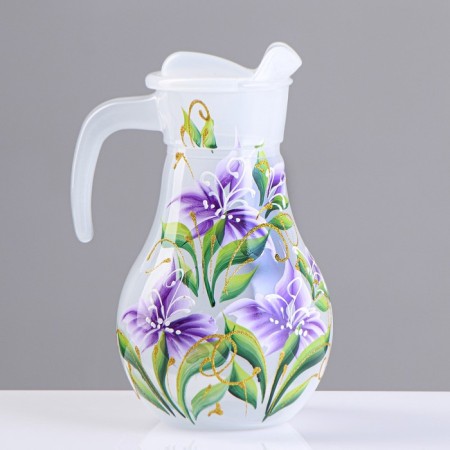 Set for juice with tray "Iris" Art painting, 6 glasses 1250/200 ml, white mats-2