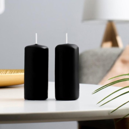 Set of candles - cylinders, 4x9 cm, set 2 pcs, 11 hours, black-1