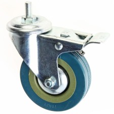 Furniture wheel, d = 75 mm, with a foot, with a latch, gray