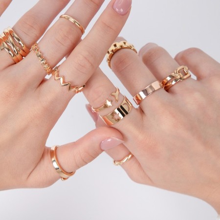 Set of rings 2 pieces of "lovedocks" Moonlit night, color gold, dimensionless-1