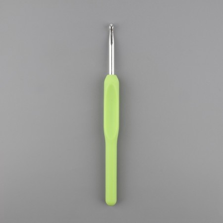 Knitting hook, with a plastic handle, d = 4.5 mm, 14 cm, light green color-1