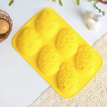 Silicone form on Easter "Hares and Chickens", yellow