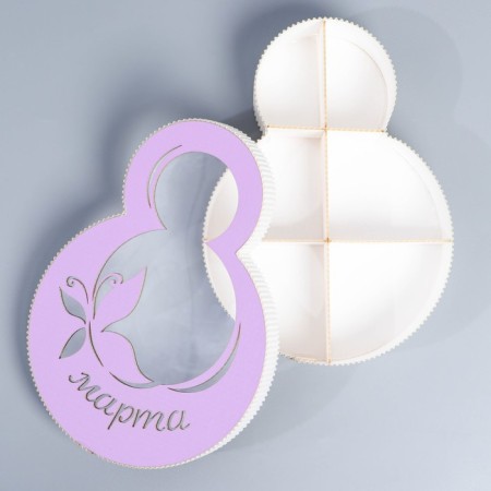 Gift box, confectionery packaging "March 8" Violet, 22 x 16 x 5 cm-1