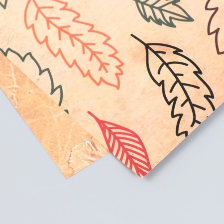 Scrapbooking paper bilateral "leaves and manuscript" density 180 g 30.5x32 cm-4