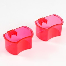 A bowl for birds with a mount to the rods 5x3.5 cm, red