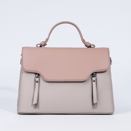 Magnet bag bag, external pocket, long belt, beige color