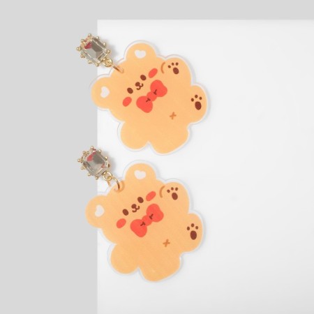 Earrings Plastic "Bear" in bows, colored in gold-1