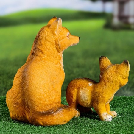 Set of garden figures "Fox with fox" 21x30x20cm-1
