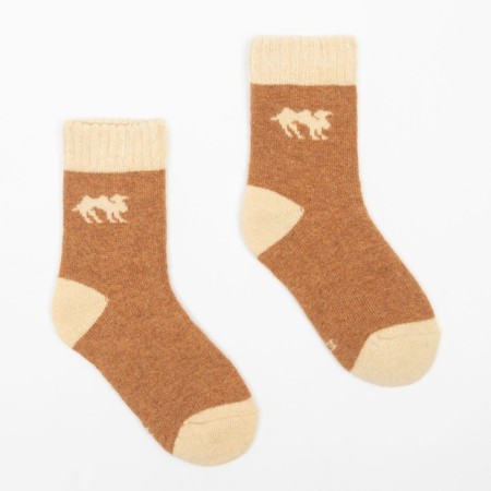 Baby socks with camel wool, nut color, rr 22 (10-12 years)