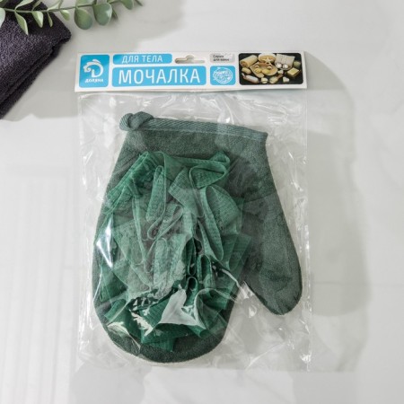 Mochelk - Massage Massage mittens with scraper of the share "Aphrodite", 19 × 21 cm, green color-4