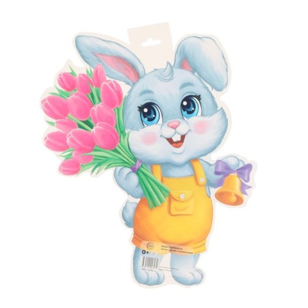 Poster to the cut "Bunny with flowers" bell, 23 x 22 cm-1