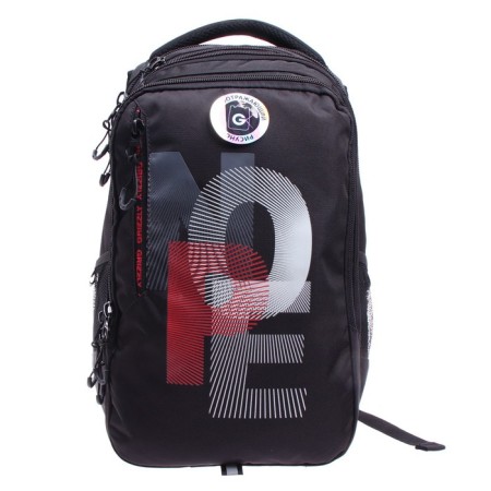 Youth backpack 42 x 31 x 22 cm, ergonomic back, laptop compartment, Grizzly 338, black/red RU-338-4_3-2