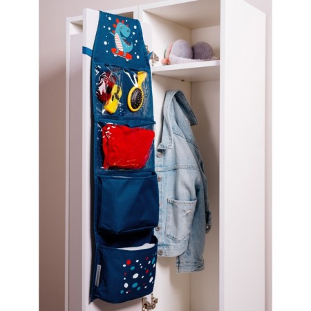 Pockets in the kindergarten "Dinosaur", for a children's locker, 83x24 cm, blue-8