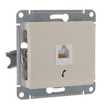 Telephone socket "Glossa" Sche, single, hidden, beige color