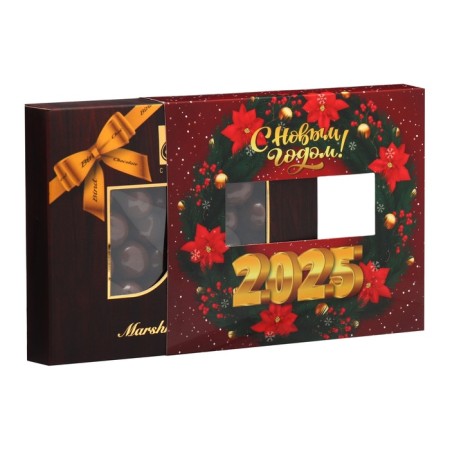 New Year. Chocolate dragee "Marshmallow in milk chocolate" Wreath, 100 g-2